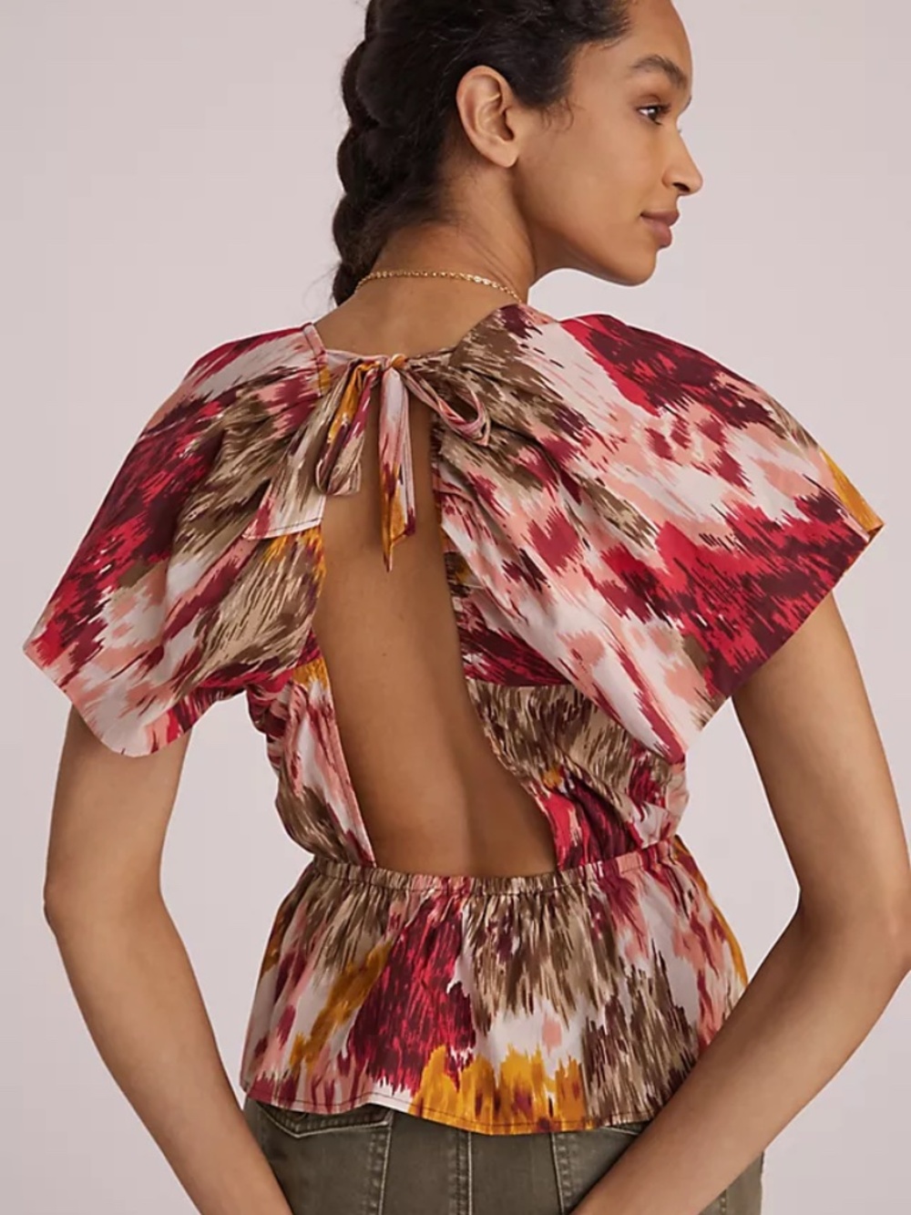 Anthropologie Open Back Ikat Top Size Small